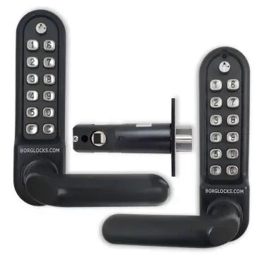 Click Here To Enlarge This Photo Of BORG Locks BL5251 ECP MG Pro Medium/Heavy Duty Back to Back Digital Lock (Round Bar) with Free Passage Mode & Easicode Pro Coding Chamber (60mm Latch) - Marine Grade Black