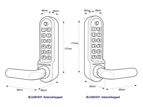 Click Here To Enlarge This Photo Of BORG Locks BL5251 ECP MG Pro Medium/Heavy Duty Back to Back Digital Lock (Round Bar) with Free Passage Mode & Easicode Pro Coding Chamber (60mm Latch) - Marine Grade Black