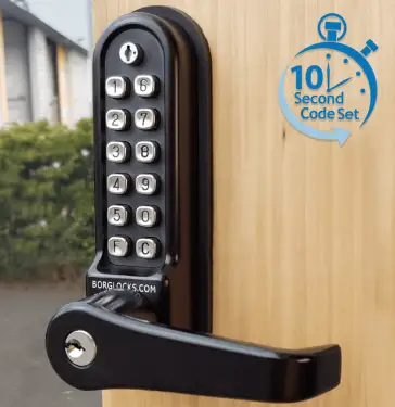 Click Here To Enlarge This Photo Of BORG Locks BL5771 ECP MG Pro Medium/Heavy Duty Back to Back Digital Lock (Flat Bar) with Free Passage Mode, Key Override & Easicode Pro Coding Chamber (60mm Latch) - Marine Grade Black