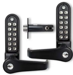 BORG Locks BL5771 ECP MG Pro Medium/Heavy Duty Back to Back Digital Lock (Flat Bar) with Free Passage Mode, Key Override & Easicode Pro Coding Chamber (60mm Latch) - Marine Grade Black