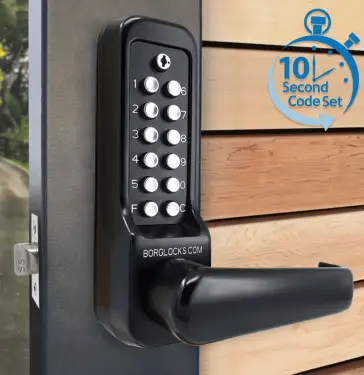 Click Here To Enlarge This Photo Of BORG Locks BL7001 ECP MG Pro Heavy Duty Digital Lock with Free Passage & Easicode Pro Coding Chamber (60mm Latch) - Marine Grade Black