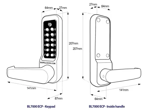 Click Here To Enlarge This Photo Of BORG Locks BL7001 ECP MG Pro Heavy Duty Digital Lock with Free Passage & Easicode Pro Coding Chamber (60mm Latch) - Marine Grade Black