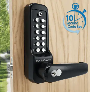 Click Here To Enlarge This Photo Of BORG Locks BL7701 ECP MG Pro Heavy Duty Digital Lock with Free Passage, Key Override & Easicode Pro Coding Chamber (60mm Latch) - Marine Grade Black