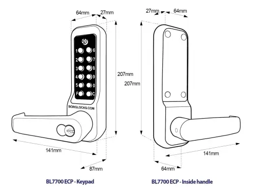 Click Here To Enlarge This Photo Of BORG Locks BL7701 ECP MG Pro Heavy Duty Digital Lock with Free Passage, Key Override & Easicode Pro Coding Chamber (60mm Latch) - Marine Grade Black