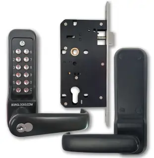 BORG Locks BL7703 ECP MG Pro Heavy Duty Digital Lock with Free Passage, Key Override & Easicode Pro Coding Chamber (60x72mm Euro Profile Lockcase) - Marine Grade Black
