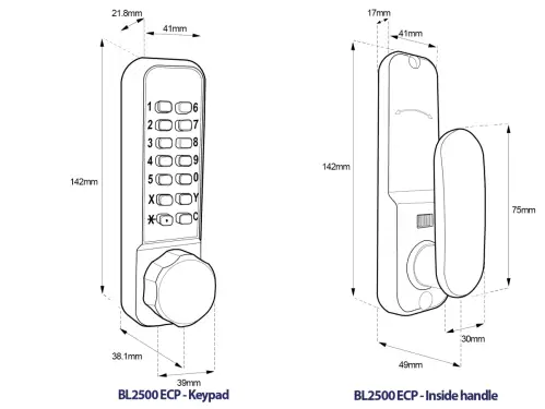 Click Here To Enlarge This Photo Of BORG Locks BL2501 ECP FT SS FIRE RATED Medium Duty 'Codestar' Digital Lock with Holdback & Easicode Pro Coding Chamber (60mm Latch) - Stainless Steel