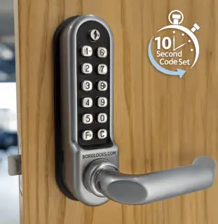 BORG Locks BL5001 ECP FT SS FIRE RATED Medium/Heavy Duty Digital Lock (Round Bar) with Free Passage Mode & Easicode Pro Coding Chamber (60mm Latch) - Stainless Steel