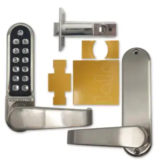 BORG Locks BL5401 ECP FT SS FIRE RATED Medium/Heavy Duty Flat Bar Digital Lock with Free Passage Mode & Easicode Pro Coding Chamber (60mm Latch) - Stainless Steel