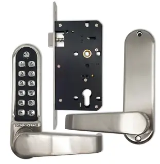 BORG Locks BL5403 ECP FT SC FIRE RATED Medium/Heavy Duty Digital Lock (Flat Bar) with Free Passage Mode & Easicode Pro Coding Chamber (60x72mm Euro Profile Lockcase) - Satin Chrome