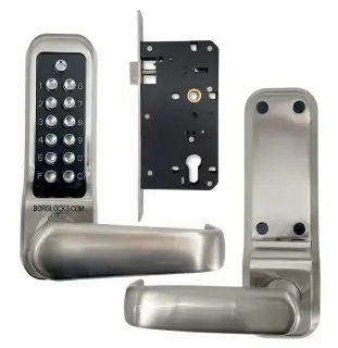 BORG Locks BL7003 ECP FT SS FIRE RATED Heavy Duty Digital Lock with Free Passage & Easicode Pro Coding Chamber (60x72mm Euro Profile Lockcase) - Stainless Steel