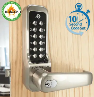 Click Here To Enlarge This Photo Of BORG Locks BL7701 ECP FT SS FIRE RATED Heavy Duty Digital Lock with Free Passage, Key Override & Easicode Pro Coding Chamber (60mm Latch) - Stainless Steel