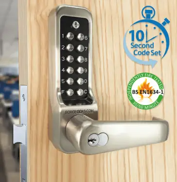 Click Here To Enlarge This Photo Of BORG Locks BL7703 ECP FT SS FIRE RATED Heavy Duty Digital Lock with Free Passage, Key Override & Easicode Pro Coding Chamber (60x72mm Euro Profile Lockcase) - Stainless Steel