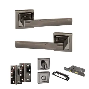 Click Here To Enlarge This Photo Of Atlantic - S24SBN STATUS Kansas Door Handle Pack - Black Nickel