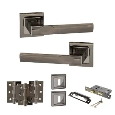Click Here To Enlarge This Photo Of Atlantic - S24SBN STATUS Kansas Door Handle Pack - Black Nickel