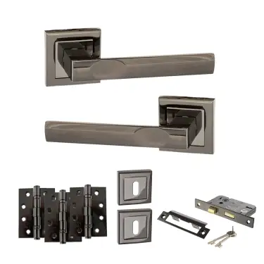 Click Here To Enlarge This Photo Of Atlantic - S24SBN STATUS Kansas Door Handle Pack - Black Nickel