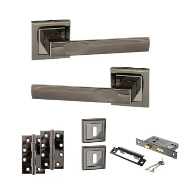 Click Here To Enlarge This Photo Of Atlantic - S24SBN STATUS Kansas Door Handle Pack - Black Nickel