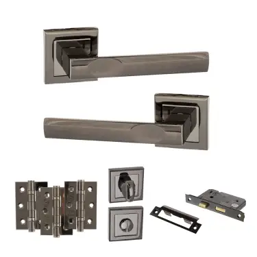 Click Here To Enlarge This Photo Of Atlantic - S24SBN STATUS Kansas Door Handle Pack - Black Nickel