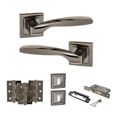 Click Here To Enlarge This Photo Of Atlantic - S25SBN STATUS Oklahoma Door Handle Pack - Black Nickel