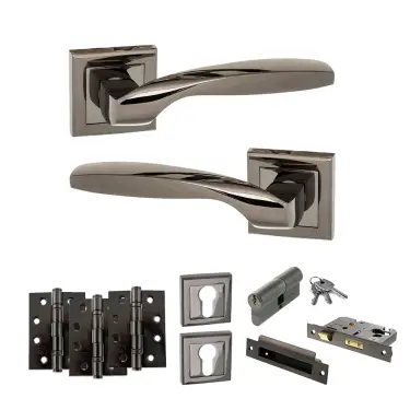 Click Here To Enlarge This Photo Of Atlantic - S25SBN STATUS Oklahoma Door Handle Pack - Black Nickel