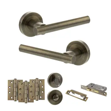 Click Here To Enlarge This Photo Of Atlantic - S28RAB STATUS Nebraska Door Handle Pack - Antique Brass