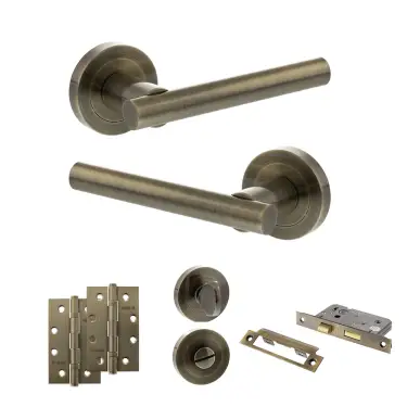 Click Here To Enlarge This Photo Of Atlantic - S28RAB STATUS Nebraska Door Handle Pack - Antique Brass