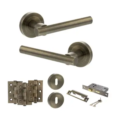 Click Here To Enlarge This Photo Of Atlantic - S28RAB STATUS Nebraska Door Handle Pack - Antique Brass