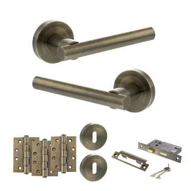 Click Here To Enlarge This Photo Of Atlantic - S28RAB STATUS Nebraska Door Handle Pack - Antique Brass