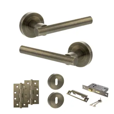 Click Here To Enlarge This Photo Of Atlantic - S28RAB STATUS Nebraska Door Handle Pack - Antique Brass