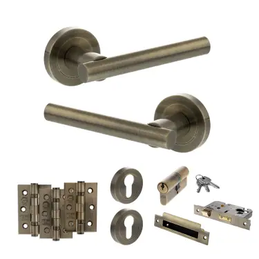 Click Here To Enlarge This Photo Of Atlantic - S28RAB STATUS Nebraska Door Handle Pack - Antique Brass