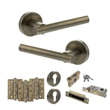 Click Here To Enlarge This Photo Of Atlantic - S28RAB STATUS Nebraska Door Handle Pack - Antique Brass