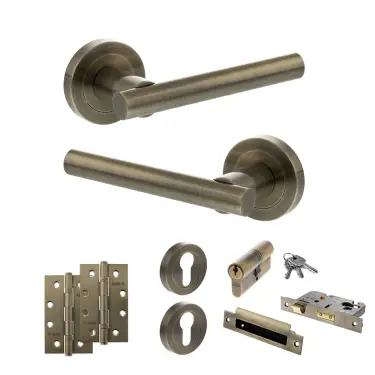 Click Here To Enlarge This Photo Of Atlantic - S28RAB STATUS Nebraska Door Handle Pack - Antique Brass