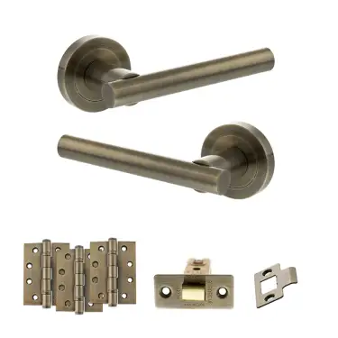 Click Here To Enlarge This Photo Of Atlantic - S28RAB STATUS Nebraska Door Handle Pack - Antique Brass