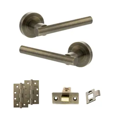 Click Here To Enlarge This Photo Of Atlantic - S28RAB STATUS Nebraska Door Handle Pack - Antique Brass