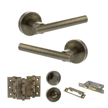 Click Here To Enlarge This Photo Of Atlantic - S28RAB STATUS Nebraska Door Handle Pack - Antique Brass