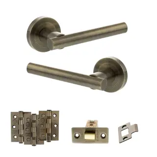 Atlantic - S28RAB STATUS Nebraska Door Handle Pack - Antique Brass