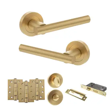 Click Here To Enlarge This Photo Of Atlantic - S28RSB STATUS Nebraska Door Handle Pack - Satin Brass