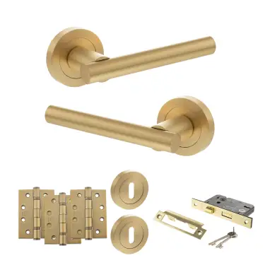 Click Here To Enlarge This Photo Of Atlantic - S28RSB STATUS Nebraska Door Handle Pack - Satin Brass