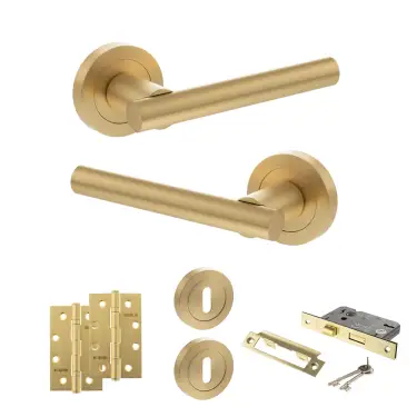 Click Here To Enlarge This Photo Of Atlantic - S28RSB STATUS Nebraska Door Handle Pack - Satin Brass