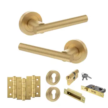 Click Here To Enlarge This Photo Of Atlantic - S28RSB STATUS Nebraska Door Handle Pack - Satin Brass