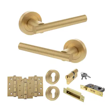 Click Here To Enlarge This Photo Of Atlantic - S28RSB STATUS Nebraska Door Handle Pack - Satin Brass