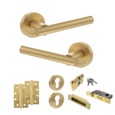 Click Here To Enlarge This Photo Of Atlantic - S28RSB STATUS Nebraska Door Handle Pack - Satin Brass