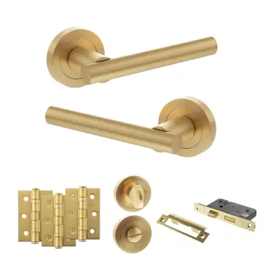 Click Here To Enlarge This Photo Of Atlantic - S28RSB STATUS Nebraska Door Handle Pack - Satin Brass