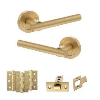 Atlantic - S28RSB STATUS Nebraska Door Handle Pack - Satin Brass