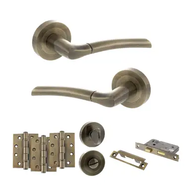 Click Here To Enlarge This Photo Of Atlantic - S33RAB STATUS Indiana Door Handle Pack - Antique Brass