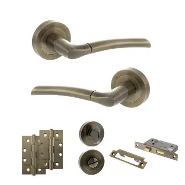 Click Here To Enlarge This Photo Of Atlantic - S33RAB STATUS Indiana Door Handle Pack - Antique Brass