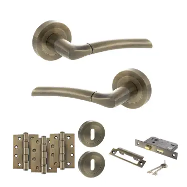 Click Here To Enlarge This Photo Of Atlantic - S33RAB STATUS Indiana Door Handle Pack - Antique Brass