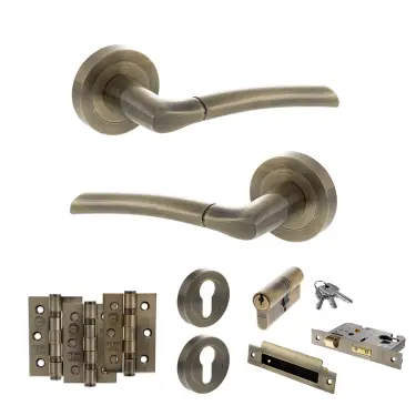 Click Here To Enlarge This Photo Of Atlantic - S33RAB STATUS Indiana Door Handle Pack - Antique Brass