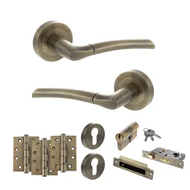 Click Here To Enlarge This Photo Of Atlantic - S33RAB STATUS Indiana Door Handle Pack - Antique Brass