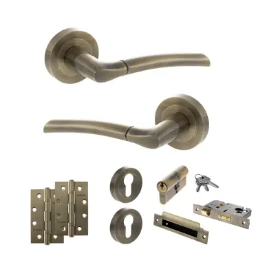 Click Here To Enlarge This Photo Of Atlantic - S33RAB STATUS Indiana Door Handle Pack - Antique Brass