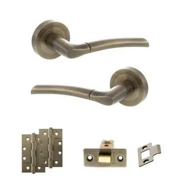 Click Here To Enlarge This Photo Of Atlantic - S33RAB STATUS Indiana Door Handle Pack - Antique Brass